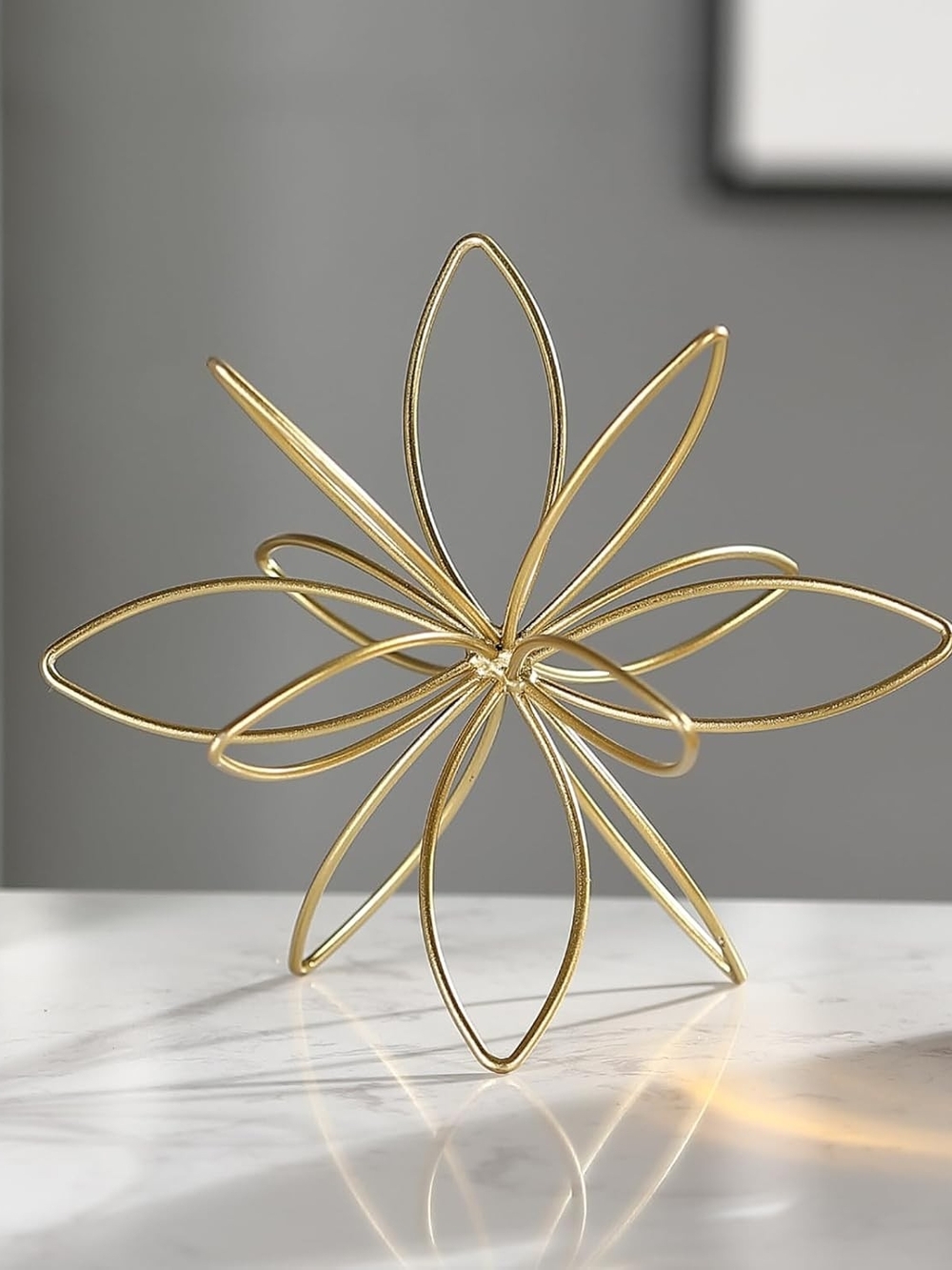 Mocome 8" Gold Decorative Sphere, Metal Floral Tabletop Sculpture